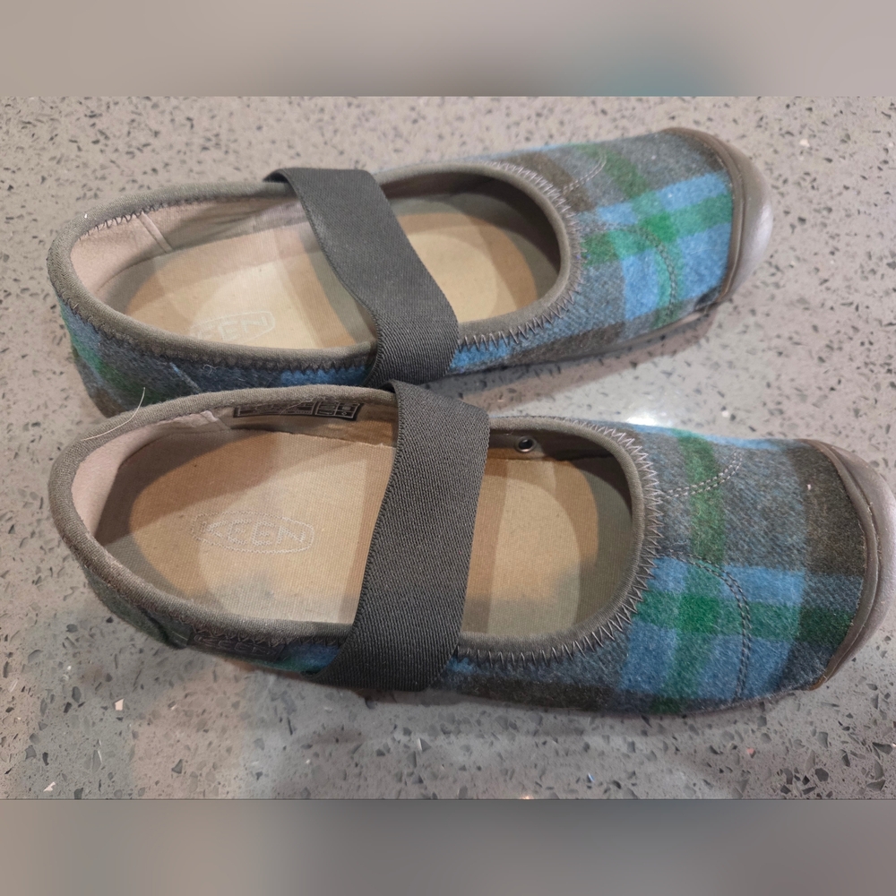 Keen Blue and Green Plaid Womens Shoes